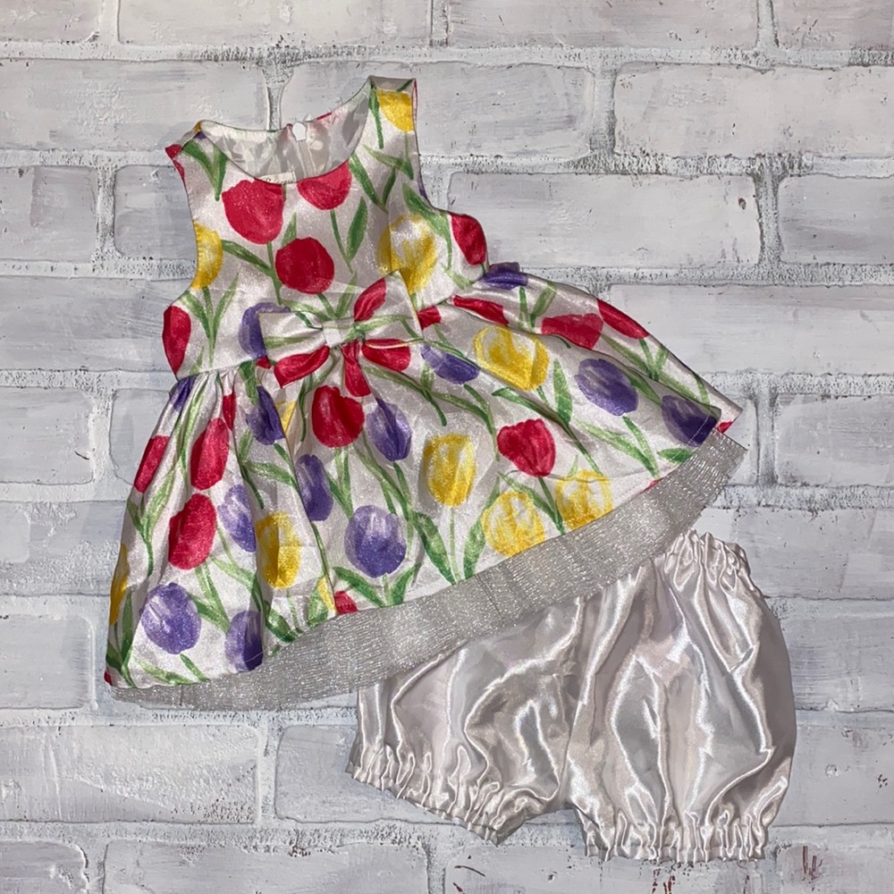Babygirl Tulip floral tulle formal dress with bloomers